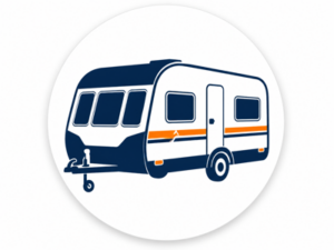 Navy and orange illustrated icon representing Avondale caravans for sale