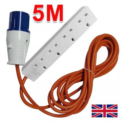 5 Metre Camping Extension Lead Electric Hookup Power Cable Plug Socket Caravan G 5 Metre Camping Extension Lead Electric Hookup Power Cable Plug Socket Caravan G
