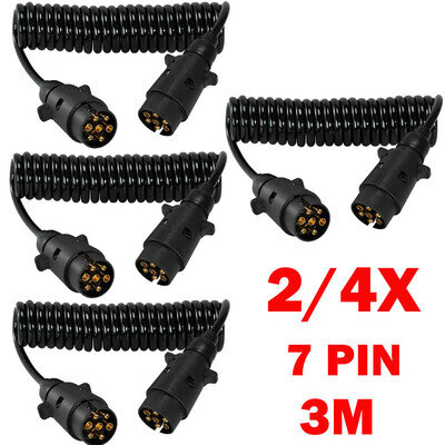 2/4x 3M Trailer Light Board Extension Lead Cable 7-Pin Plug Socket Towing Wire