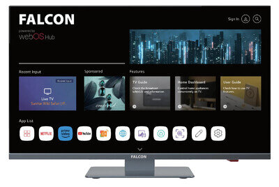 Falcon 22″ WebOS SMART Camping TV, 4G Combo & Bluetooth Soundbar Bundle – 12v/24
