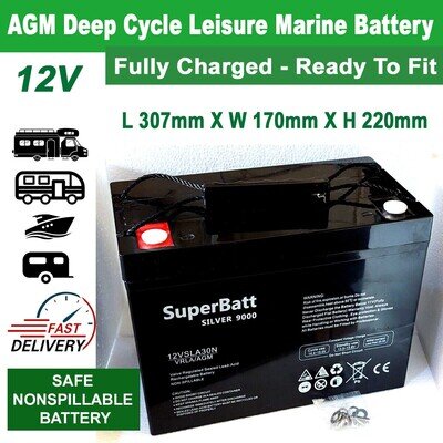 AGM Deep Cycle Leisure Battery 12V 120AH 12VSLA30N Caravan Motorhome Marine Boat