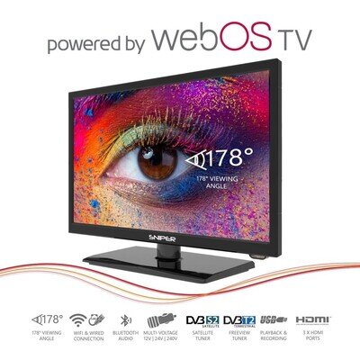 *REF* Sniper 22″ webOS SMART Camping TV – Bluetooth 5.0, Freeview, 12V/24V/240V