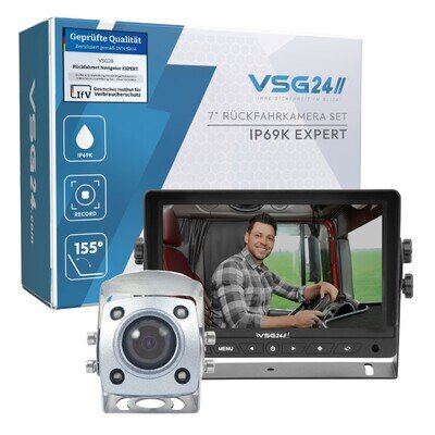 7” Professional Motorhome Kit Rear View Camera 154° & IP69K 20m 12-24V Night Vision