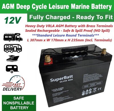 AGM Deep Cycle Leisure Battery 12V 130AH 12VSLA30N Caravan Motorhome Marine Boat