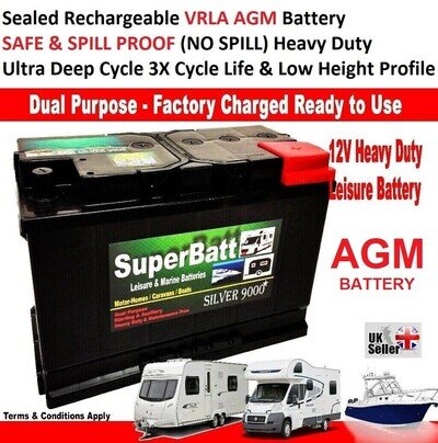 AGM Deep Cycle Leisure Battery 12V 110AH AGM110L Caravan Motorhome Marine Boat