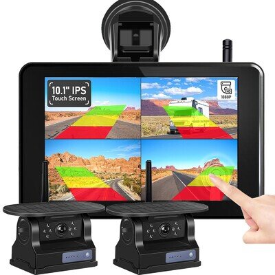 Solar Power Wireless Reversing Camera Touchscreen Monitor DVR for Car Motorhome