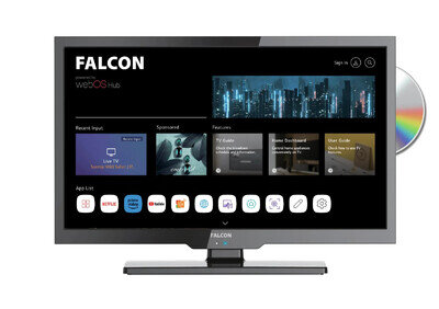 Falcon 19″ WebOS SMART Camping TV 12v/24v/240v Integrated DVD *REF*