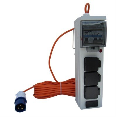Mobile Mains Hook Up 15M Cable With 3 Plug Sockets 2 USB Ports (Caravan Camping)