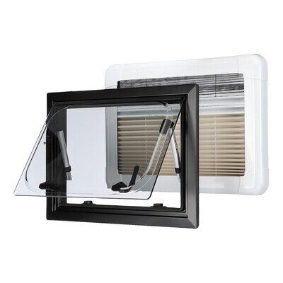Caravan RV Cassette Window 500x350mm Aluminium Frame With Fly Net Screen Black