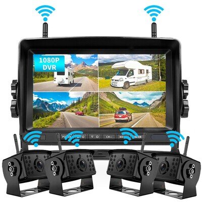 Wireless Reversing Camera System 7" DVR Monitor for RV Caravan Motorhome Trailer