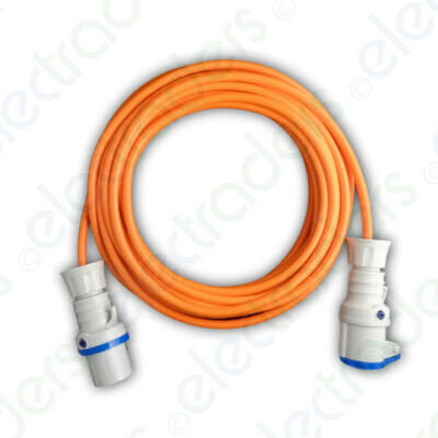 10 Metre Orange Caravan Hook Up / Extension Cable 2.5mm 16A Blue Plug & Socket