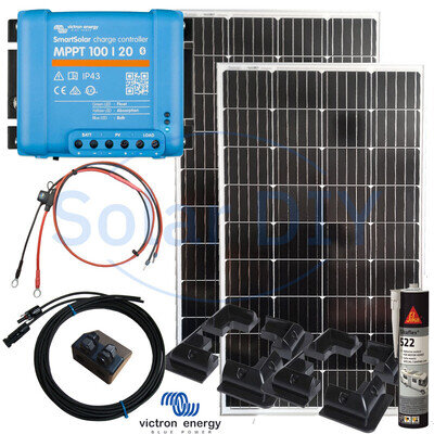 Victron Solar Panel Kit 260W – MPPT SmartSolar, Mounts, Cables, 5Yr Warranty, UK