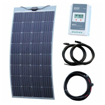 Flexible Solar Panel Kit 160w w/ MPPT & Cable Barge Campervan Motorhome DC26.74