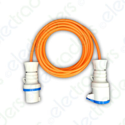 5 Metre Orange Caravan Hook Up / Extension Cable 2.5mm 16A Blue Plug & Socket