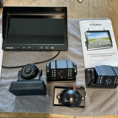 Magnetic Solar Wireless Reversing Camera Kit 10.1" DVR Monitor Trailer Motorhome
