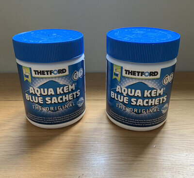 2 x Thetford Toilet Chemicals Aqua Kem Blue Sachets Bags Tub 15 pcs