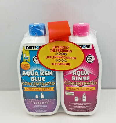 Thetford Duo Pack Concentrate Aqua Kem Blue Lavender Aqua Rinse Double Strength