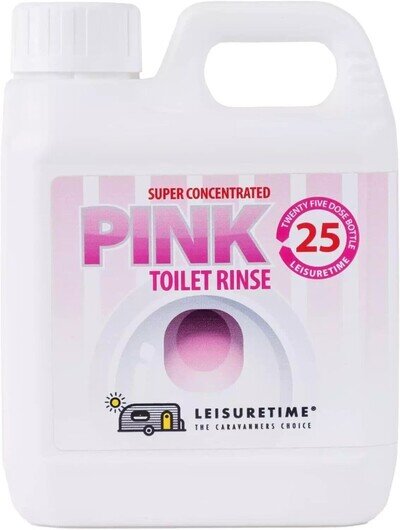 Leisuretime Concentrated Pink Toilet Rinse 1L Caravan Motorhome Camping 25 Doses