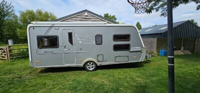 Hymer Nova 530K Caravan (5 berth Rare family layout) Thule awning, bike rack Hymer Nova 530K Caravan (5 berth Rare family layout) Thule awning, bike rack