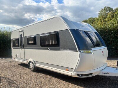 Hobby excellent 4 berth fixed bed end bed room caravan with air con
