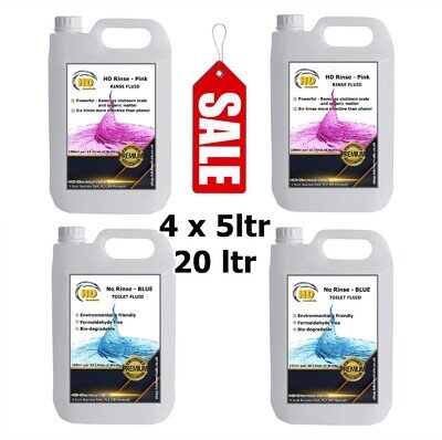 20ltr (4x5) Blue Pink Toilet Chemicals, Concentrated Fluid for Caravan Motorhome