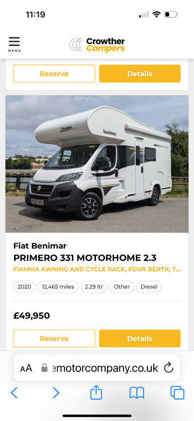 fiat benimar motorhome