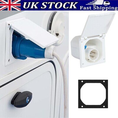 230v 3Pin Mains Plug Outlet Hook Up Inlet Socket Flush Fitting Caravan Motorhome