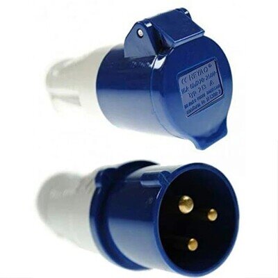 Mains Hook Up Site 3 Pin Plug & Socket 230V 16A IP44 Camping Caravan Motorhome