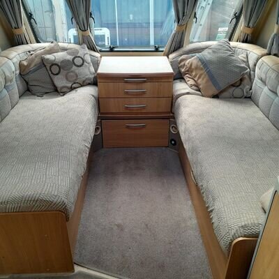 Swift Conquerer 645 lux twin axle touring caravan for sale fixed island bed Swift Conquerer 645 lux twin axle touring caravan for sale fixed island bed