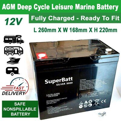 AGM Deep Cycle Leisure Battery 12V 110AH 12VSLA26N Caravan Motorhome Marine Boat