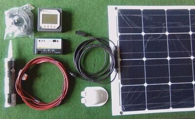100 WATT DUAL BATTERY flexi MOTORHOME SOLAR PANEL KIT 20 amp LCD display 100w