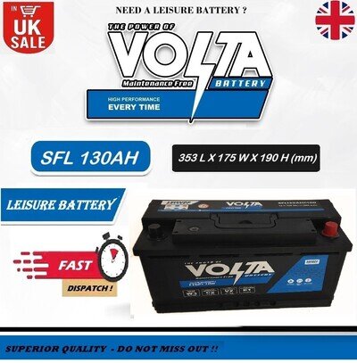 12V 130AH LEISURE BATTERY SFL 130AHC100 VOLTA 100AH C20 FOR CARAVAN DEEP CYCLE