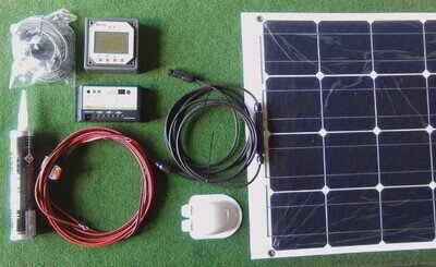 100 WATT DUAL BATTERY flexi MOTORHOME SOLAR PANEL KIT 20 amp LCD display 100w